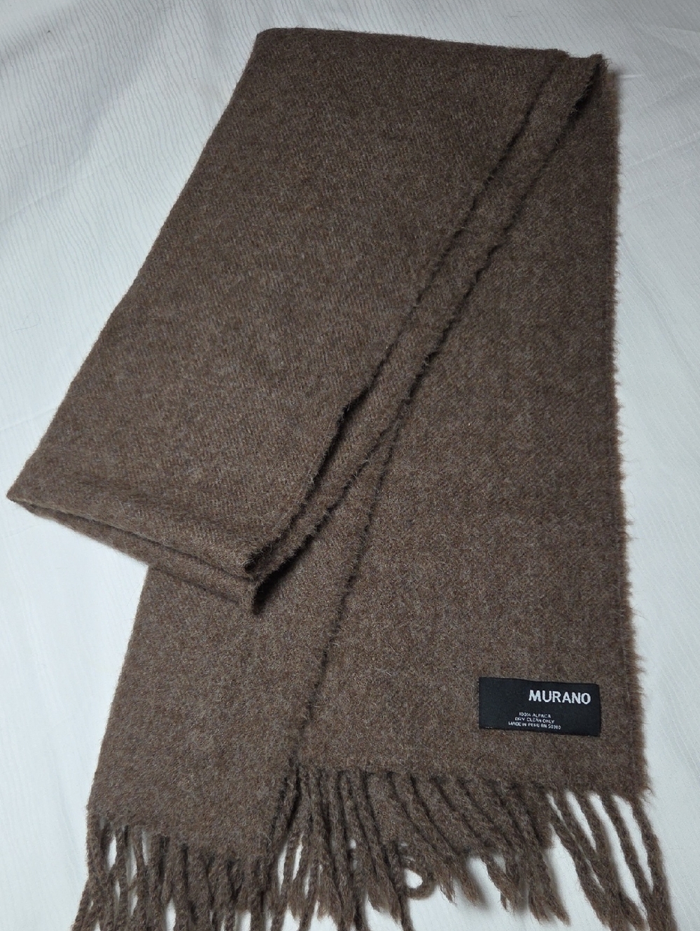 Murano /100% ALPACA Brown Wool Blend Scarf (.12x62)